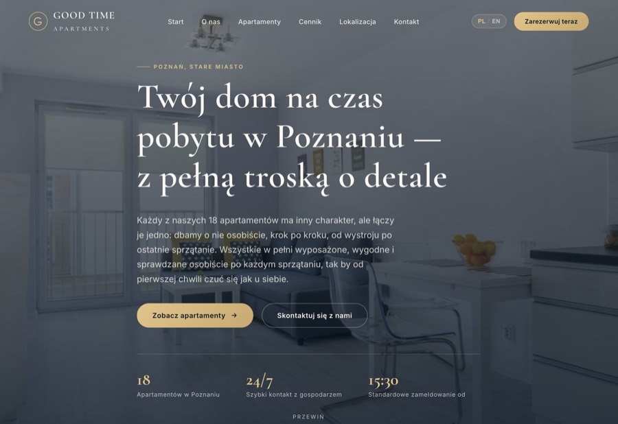 Goodtime — projekt strony internetowej dla kawiarni, realizacja MM10