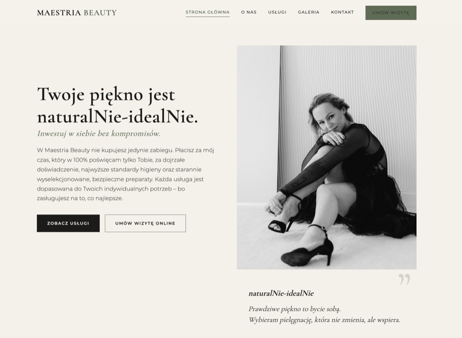 Maestria Beauty — strona internetowa dla salonu urody, realizacja MM10